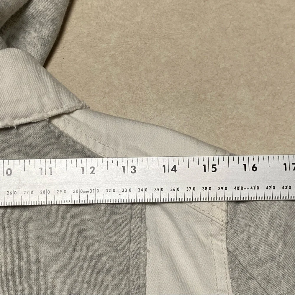 Free People Jacket Women’s Size Medium White Gray Sweater Jean hooded Jacket - Picture 12 of 16